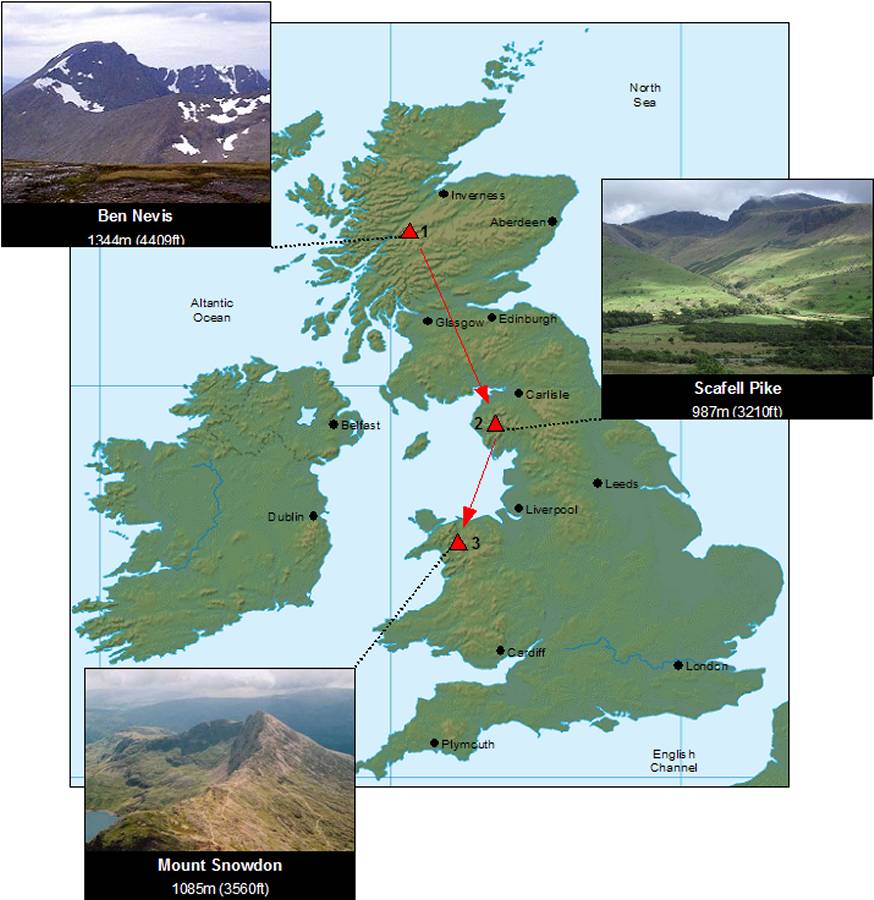 Three Peaks Challenge Map