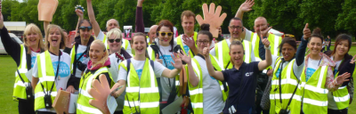 Race marshals with walkie-talkie radios